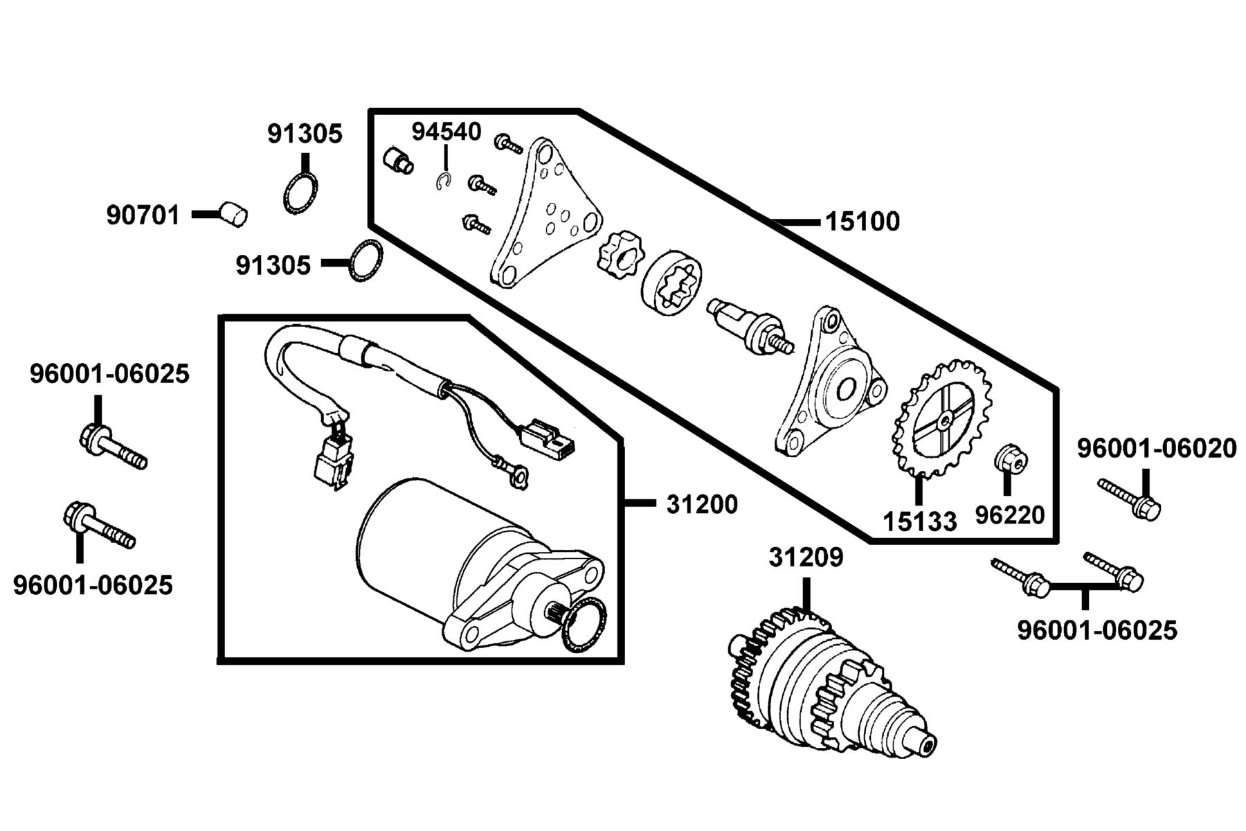SUPER 8 50X (2020) Starting Motor ● Oil Pump parts diagram